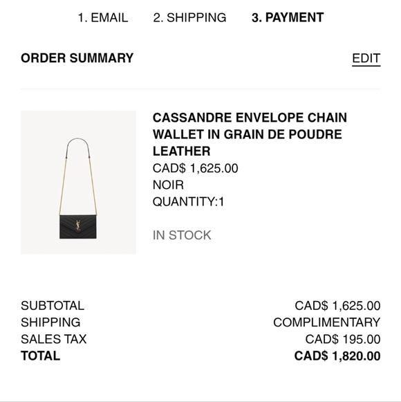 Saint Laurent Black Cassandre Chain Wallet - Picture 2 of 10